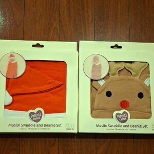 Parent's Choice Holiday Muslin Swaddle and Beanie Sets